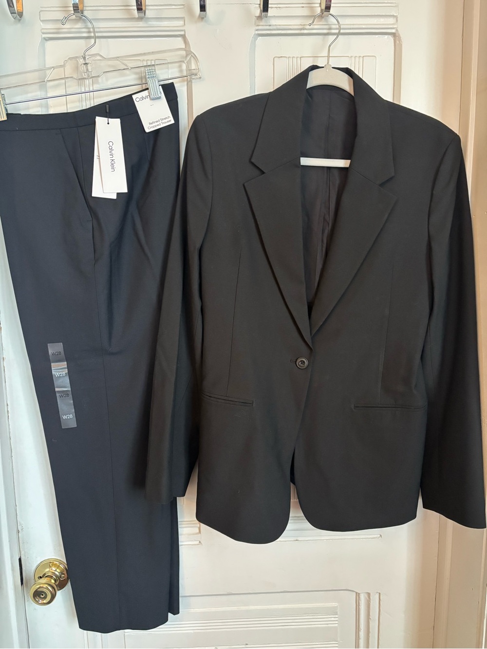 Calvin Klein Black Women’s Single-Button Suit Jacket & Trousers